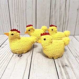 Vintage Farmhouse Kitchen Handmade Knit Chicken Plastic Egg Covers Set of 4
